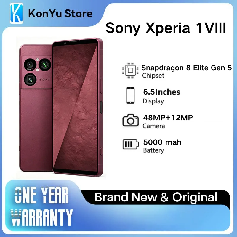 Téléphone débloqué Sony Xperia 1 VIII Global 5G, écran OLED 6,5 pouces 120 Hz, Snapdragon 8 Elite, triple caméra ZEISS, NFC, Android