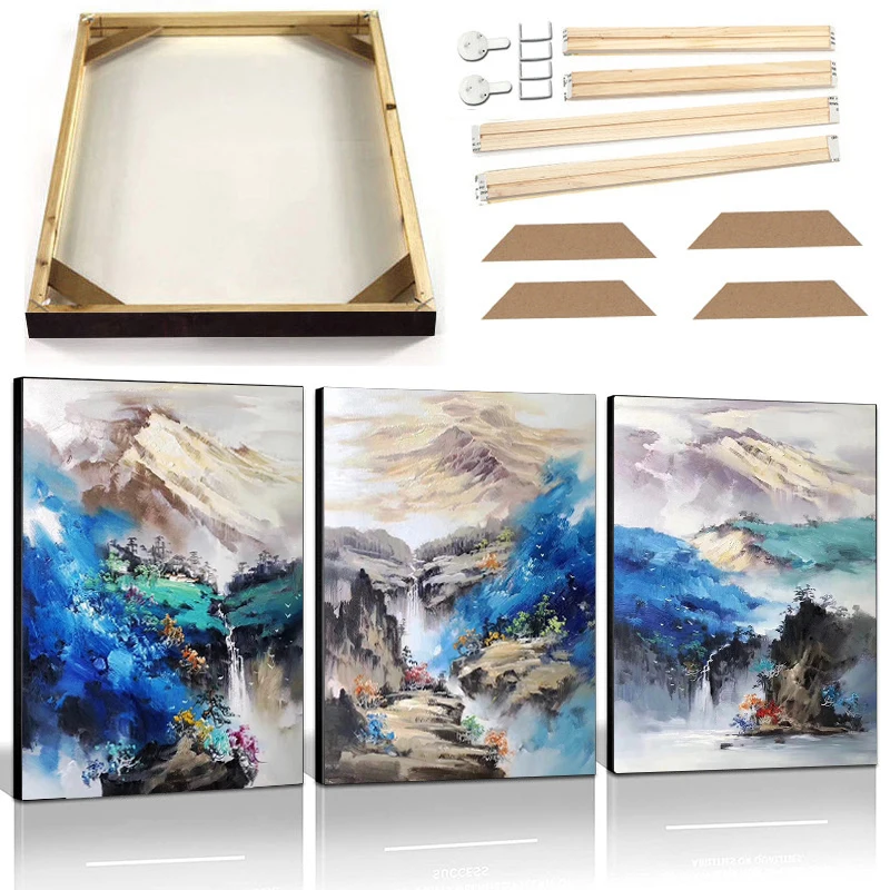 Abstract Landscape Oil Painting With Frame Canvas Print Watercolors