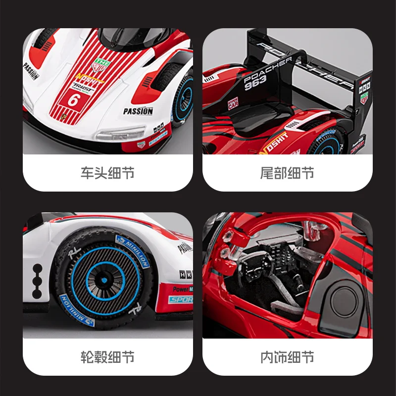 Porsche 963 LMDh Circuit Endurance Racing Car Diecast Model - Alloy Sports Car Replica