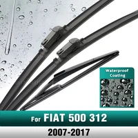 Silicone & rubber LHD&RHD Front & Rear Wiper Blades Set For FIAT 500 312 2007 - 2017 Windshield Windscreen Window Brushes 1