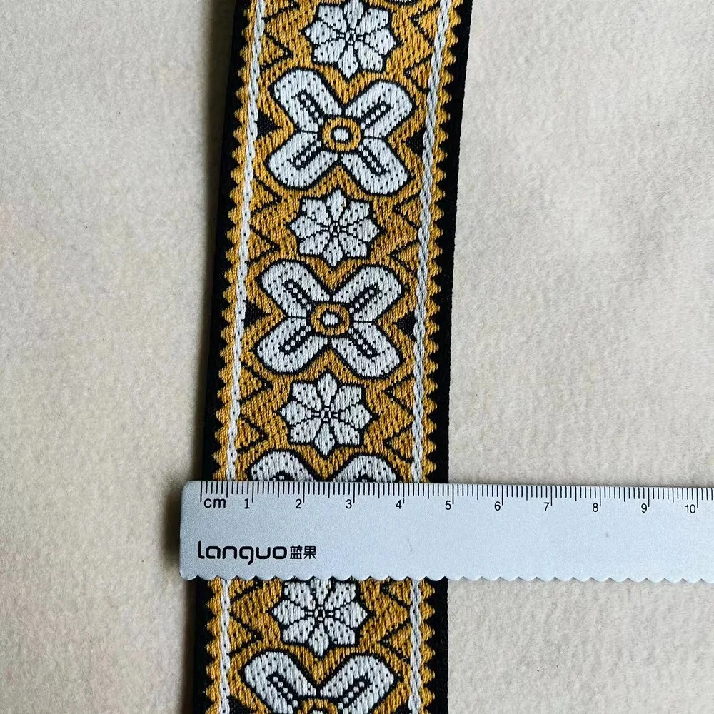 4 Yards/lot wide 5 cm Woven Jacquard Ribbon Cotton Polyester ethnic style For Clothing Straps accessory LS-800