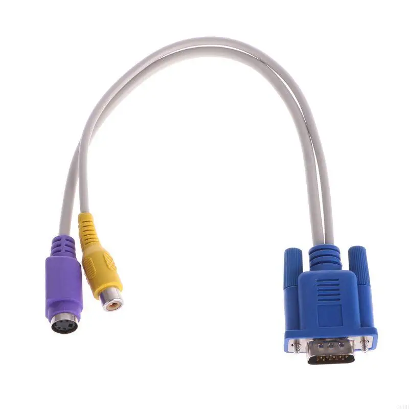 G6DD Composite VGA Male to S-Video RCA Converter Cable Adapter Fit for PC HDTV