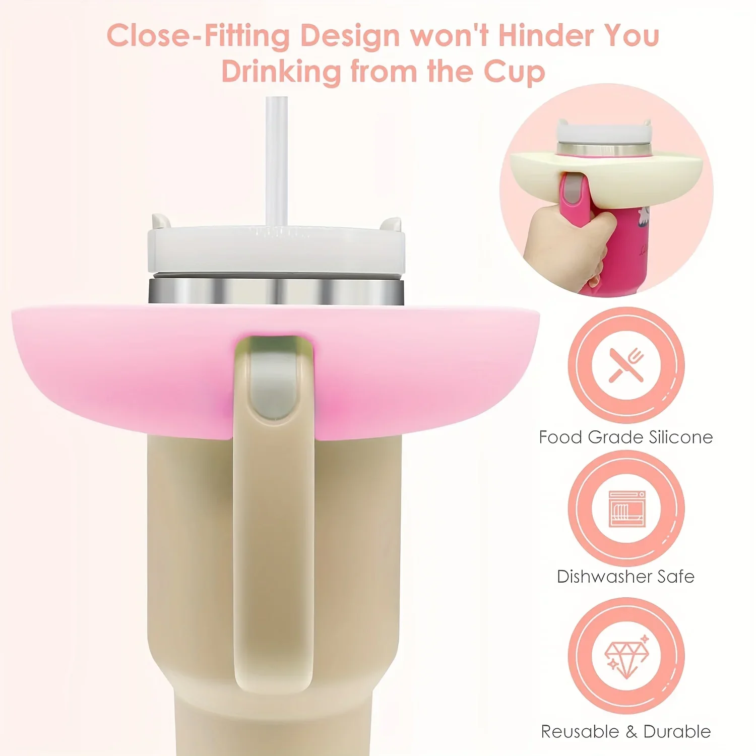 실리콘 스낵 그릇 식품 등급 재사용 가능한 스낵 트레이 스탠리 컵 액세서리용 4개의 구획이 있는 경량 스낵 링