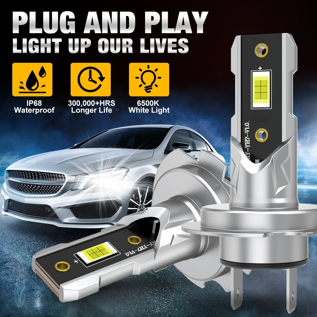 H7 LED Bulb Headlight Kit Mini Wireless 50W 20000LM 6500K CSP For Car Headlamp 12V White Auto Diode Lamps Fanless Led