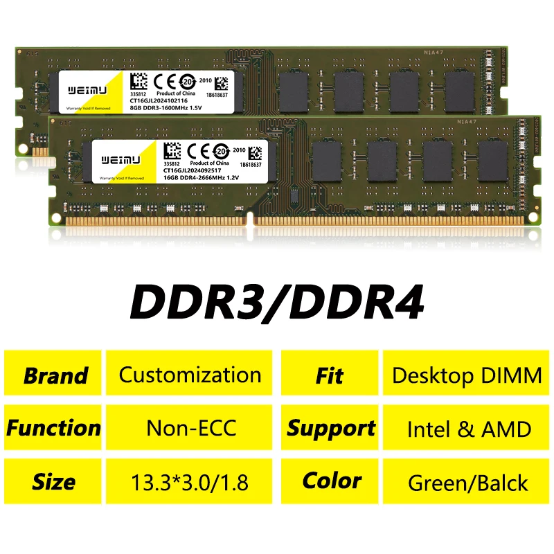 Desktop Ram Memory DDR3 DDR4 4GB 8GB PC3 PC4
