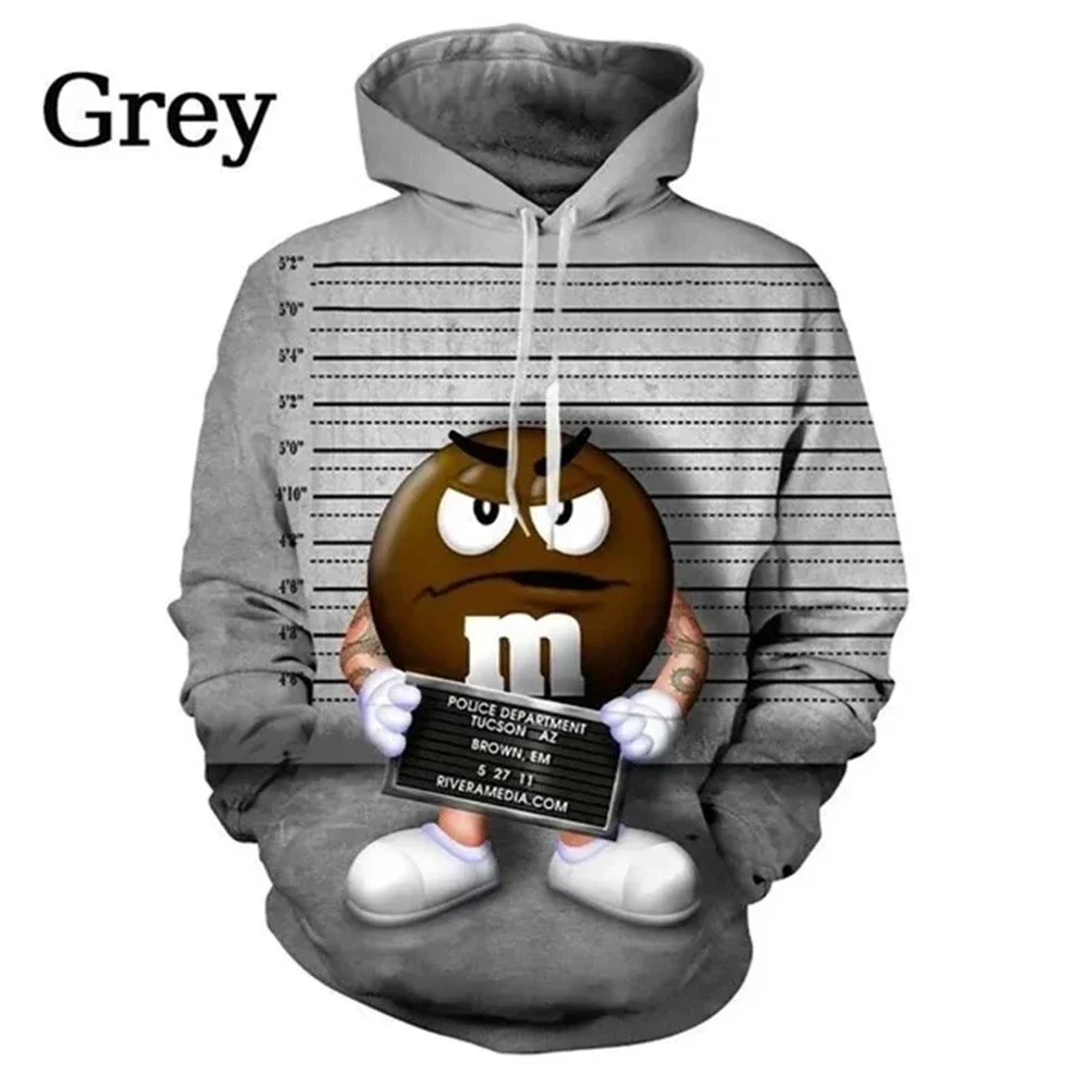 thumbnail image 1 of Sudadera con capucha y estampado 3D gráfico de M&M Chocolate Beans, manga larga, otoño, para hombre, moda urbana, chándal de gran tamaño, 1 of 4