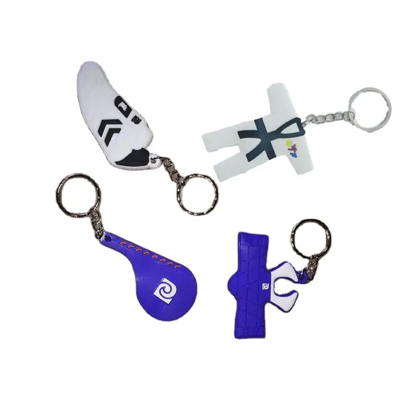 At a loss 10pieces Keychain Taekwondo Supplies Cartoon Sport Gifts for Birthday Keepsake Pendant Key Button key Ring