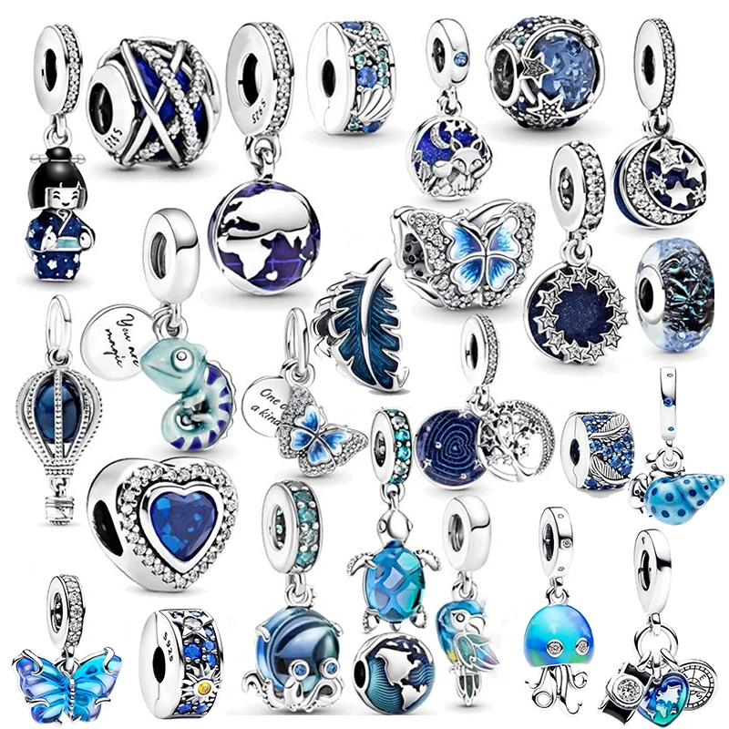 

New 925 Sterling Silver Cute Little Turtle Pendant Charm Blue Ocean Collection Fit Original Pandora Bracelet Women Jewelry Gift