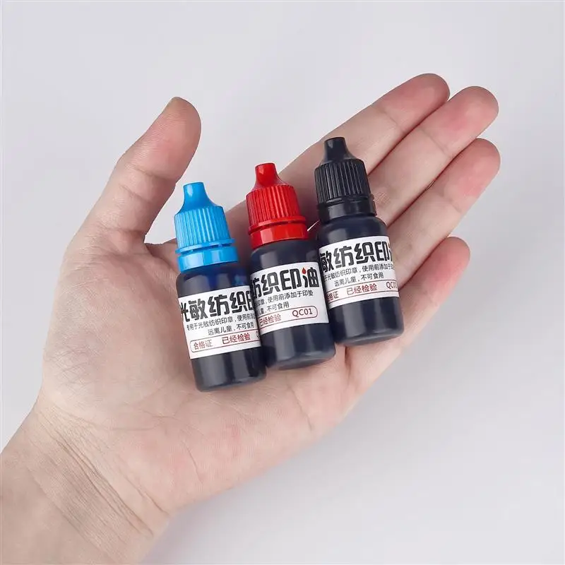 10ml Waterproof Ink for Clothing - Blue, Red, Black - Ideal for Student and Kids' Name Stamps