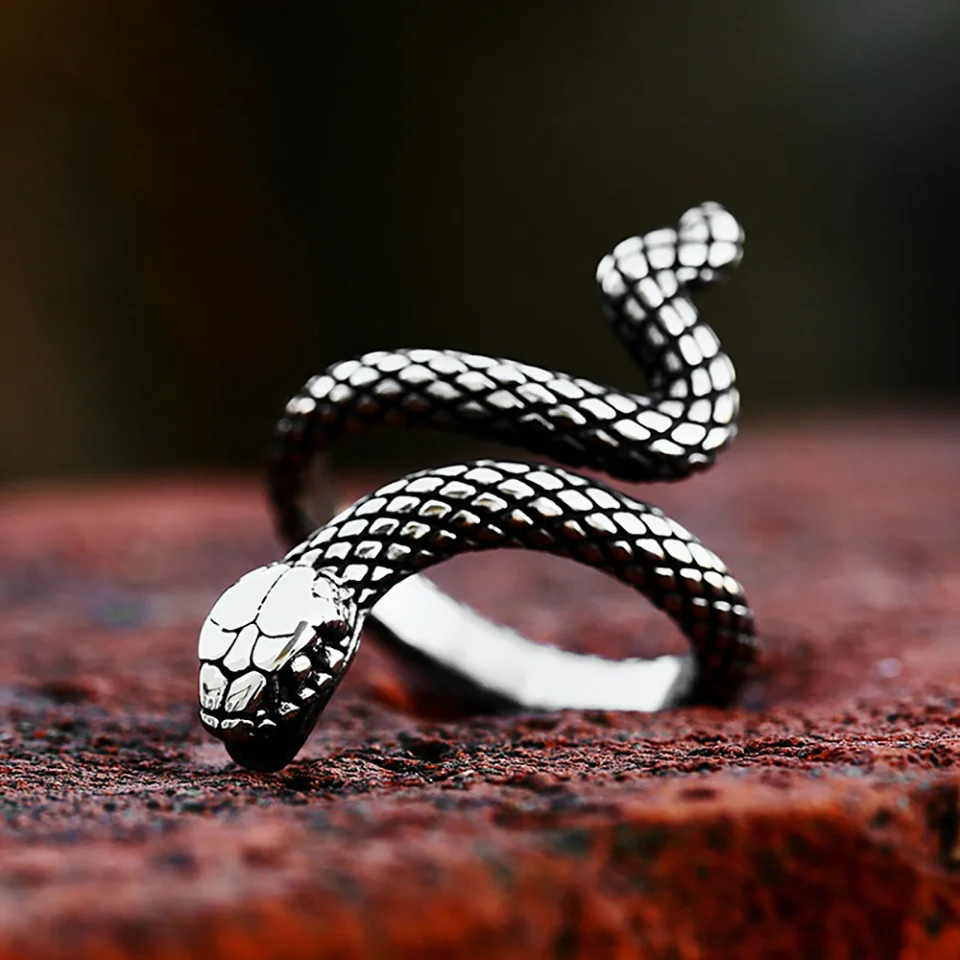 Vintage Cobra Stainless Steel Snake Ring – GTHIC