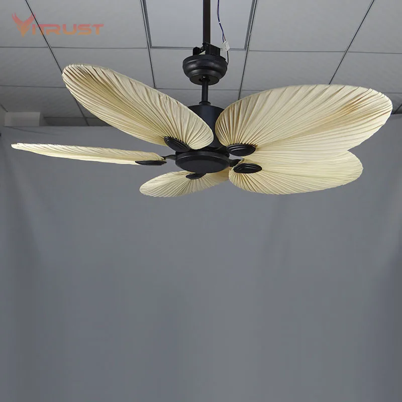 Trending Ceiling Fan 5 Palm Blades Decorative Ceiling Fans for Villa Living Room Bed Room ceiling fan