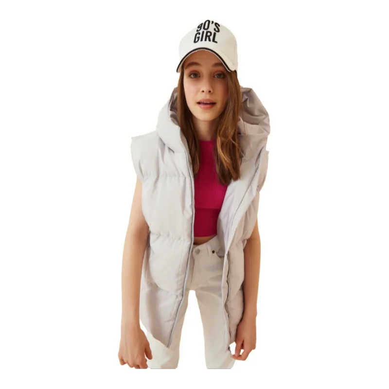 TYZA Happiness Istanbul Women's Vests Standard Sleeve Woven Casual Oversize Hood Plain Coats Jackets Casual Tops Vintage Tops 4