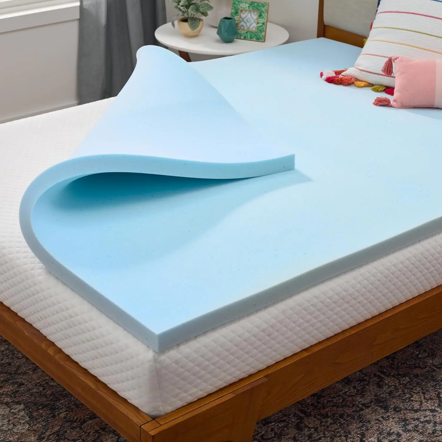 2 Inch Gel Infused Memory Foam Mattress Topper – Cooling Mattress Pad – Ventilated and Breathable