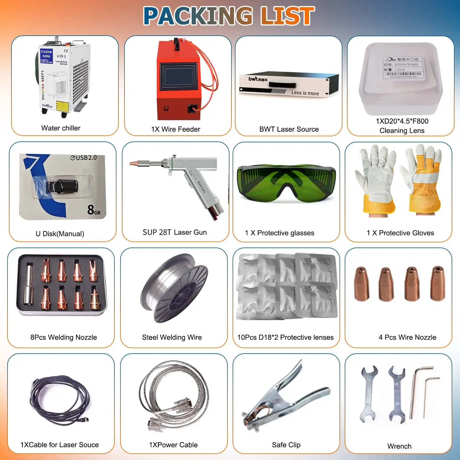 BWT 4 IN 1 1500W Fiber Laser Welding Cutting Cleaning Machine Upgrade SUP 28T Handheld Laser Welder Double Wire Feeder for Metal