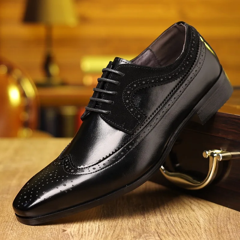 Men's Dress Shoes Classic Business Leather Shoe Lace Up Oxford Shoes Luxury Wedding for Men Casual Formal Loafers Big Size