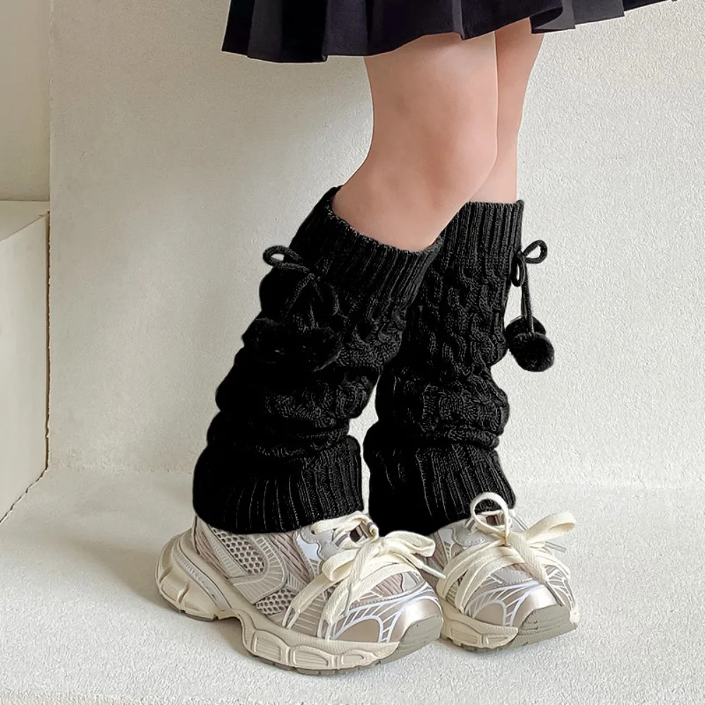 Korean Style Children's Leg Warmers JK Harajuku Knitted Leg Cover Long Stockings Lolitas Plush Ball Leg Socks Autumn/Winter