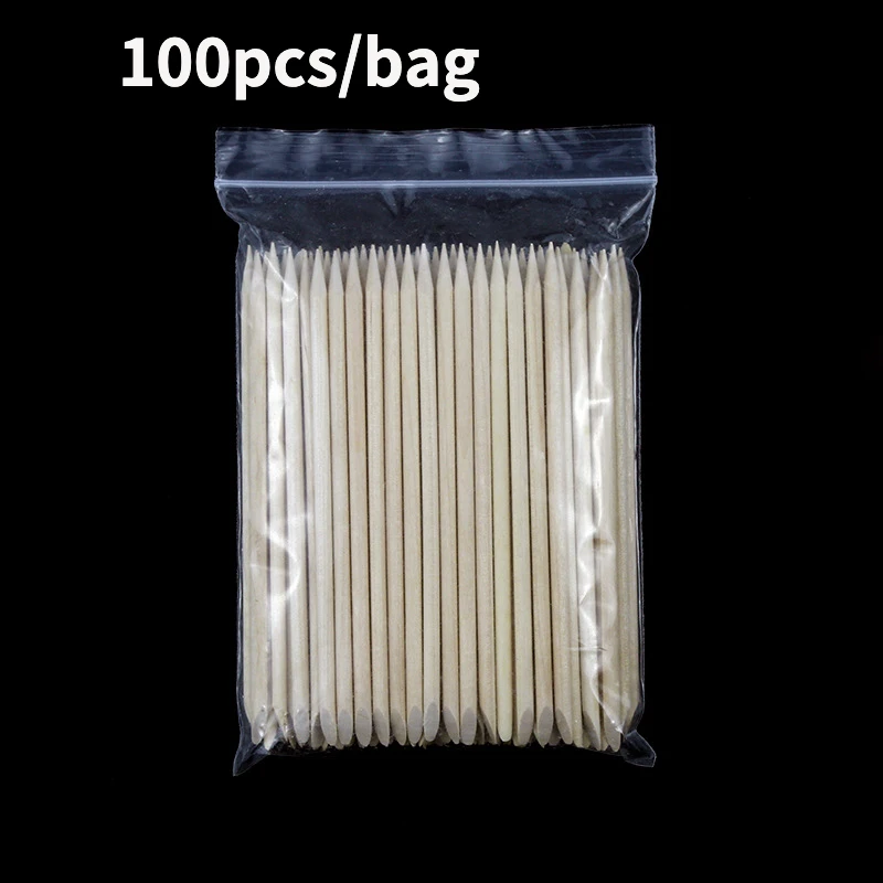 4 different sizes Orange Wood Sticks for Cuticle Pusher Cuticle Remove Tool forks for nails Manicures Tools 100Pcs/Set