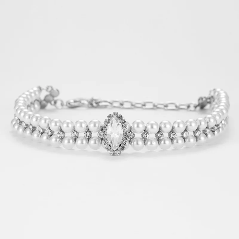 Rhinestones Dog Collar Luxury Designer Pearl Cat Necklace Adjustable Neck Strap Bling Diamond Collar Cat Puppy Accessories