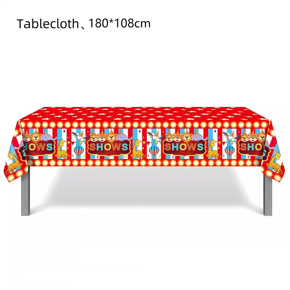 Zirkus Karneval Party Supplies Einweggeschirr Pappteller Servietten Tassen Tischdecke Tiere Party Kindergeburtstag Dekorationen – Detail 5