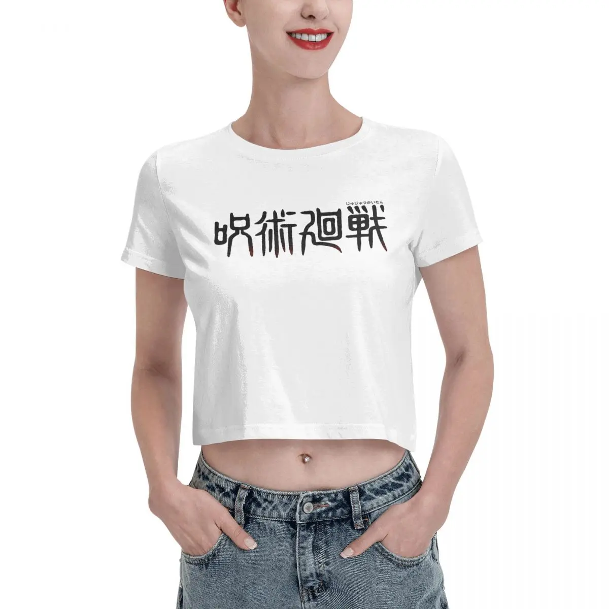 Satoru Gojo Jujutsu Kaisen Tshirt Cartoon Graphic Tees Female Crop Top,Leak navel T-shirt