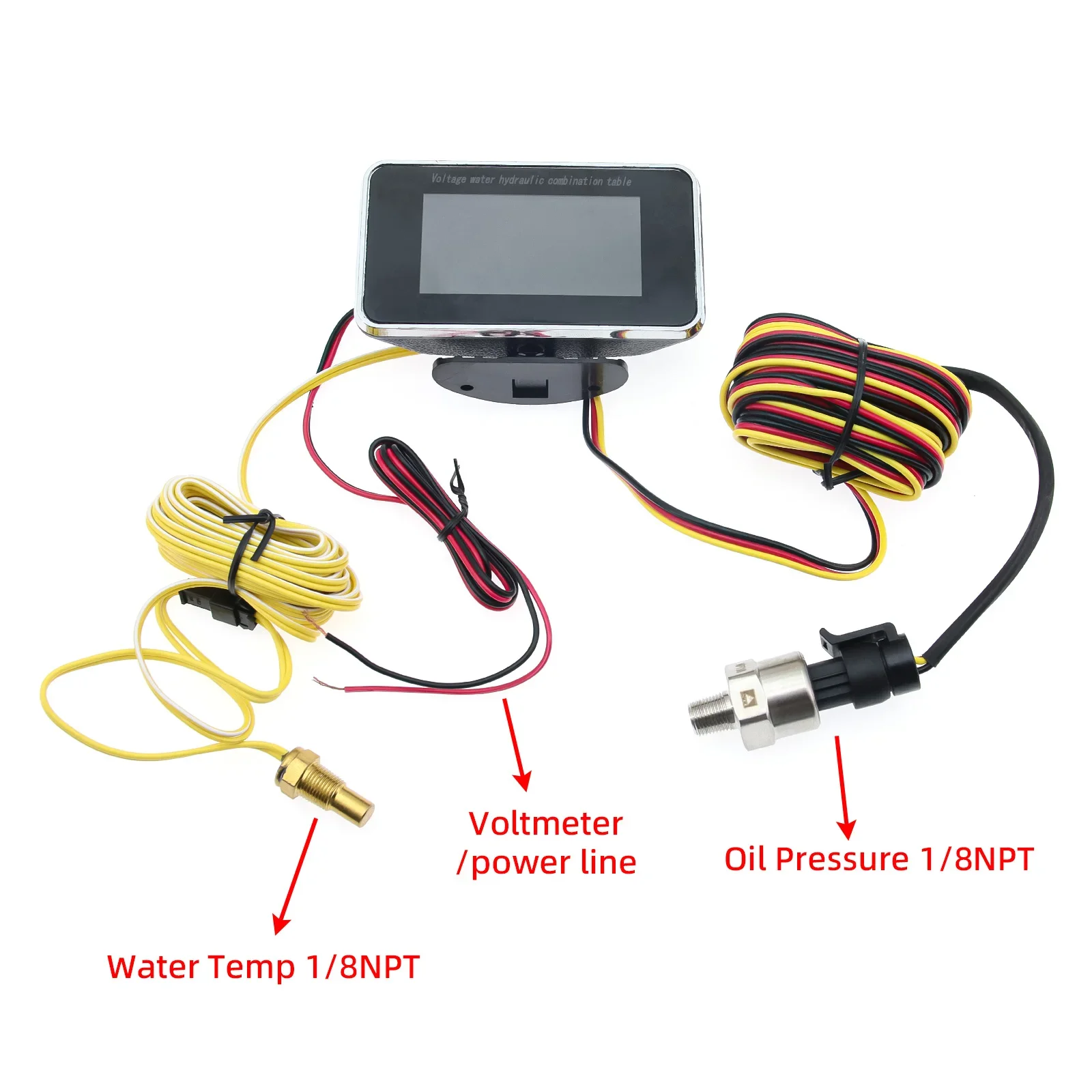 100% Öldruck-, Wassertemperatur- und Spannungsmessgeräte 3-in-1 LED-Anzeige Digitales Auto-Messgerät mit Alarm Multifunktionales Digitalmessgerät – Detail 12