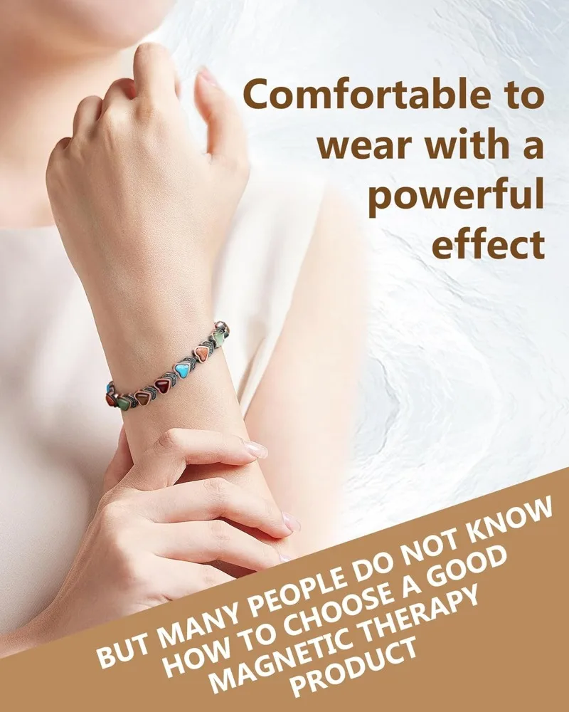 Pure Copper Magnetic Turquoise Bracelet for Women - Image 2