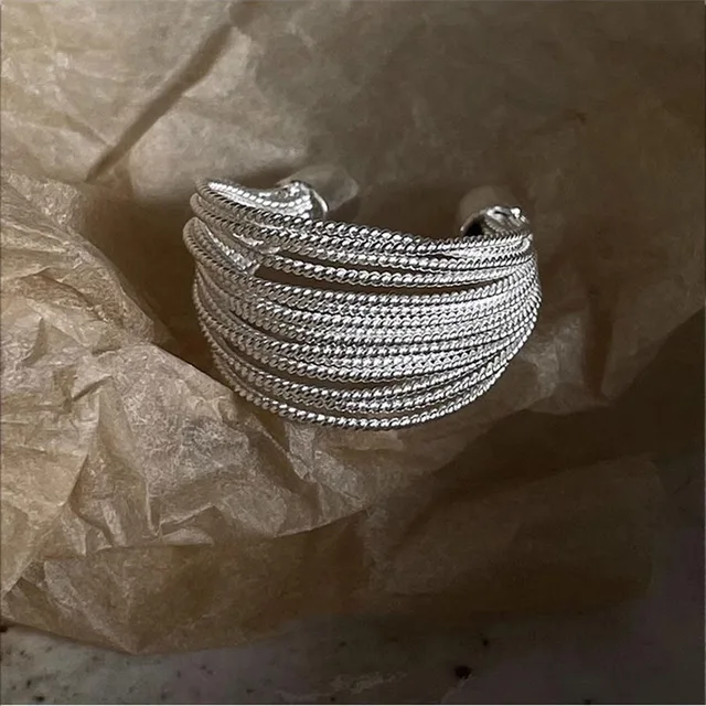 Bagues ondulées irrégulières couleur or argent, bijoux géométriques simples faits à la main pour femmes, bague de mariage réglable pour Couple
