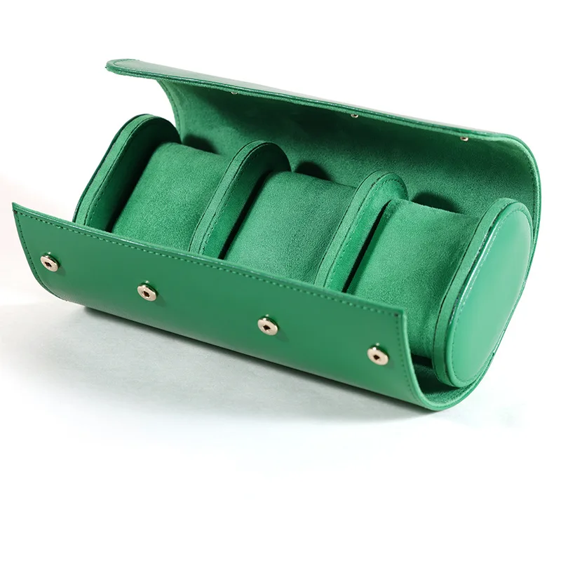 Fashion Casual Multi-Color Leather Watch Box with 3 Slots - Portable Dustproof Travel Storage