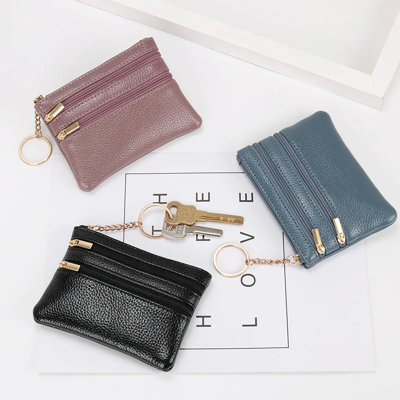 Zero Wallet Women's Short PU Leather Small Wallet Multifunctional Card Bag Soft Leather Key Bag Zipper card case holder coin purse key purse