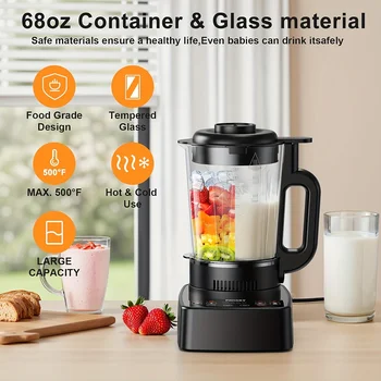 PRASKY 2400W Heating Blender 25000 RPM Heavy Duty Auto Clean Professional Blender For Smoothies Soups 55oz Glass Jar&A To-Go Cup 2