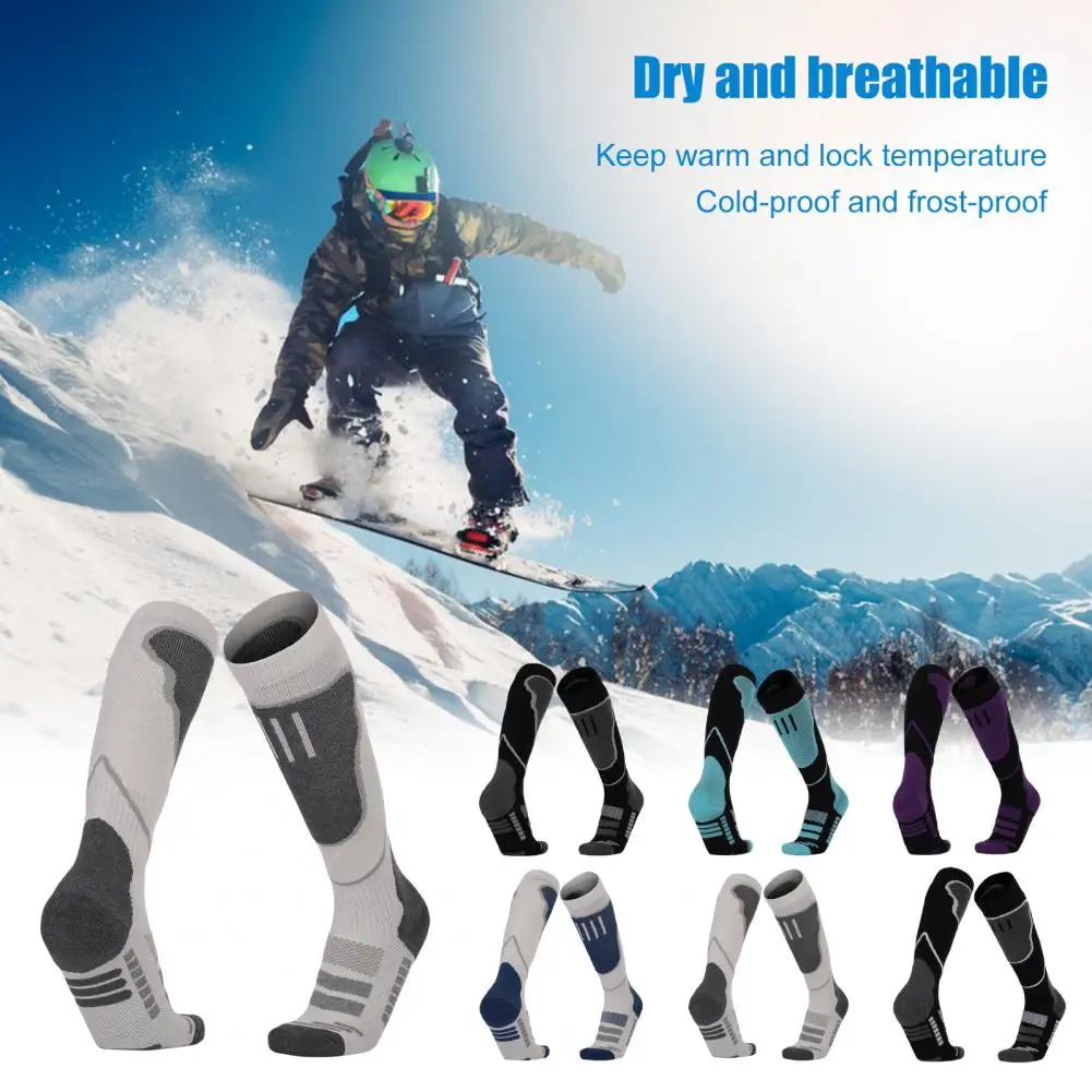 

1 Pair Ski Socks Elastic Sweat Absorption Breathable Keep Warm Cotton Thickened Terry Outdoor Sports Socks for Winter Sports