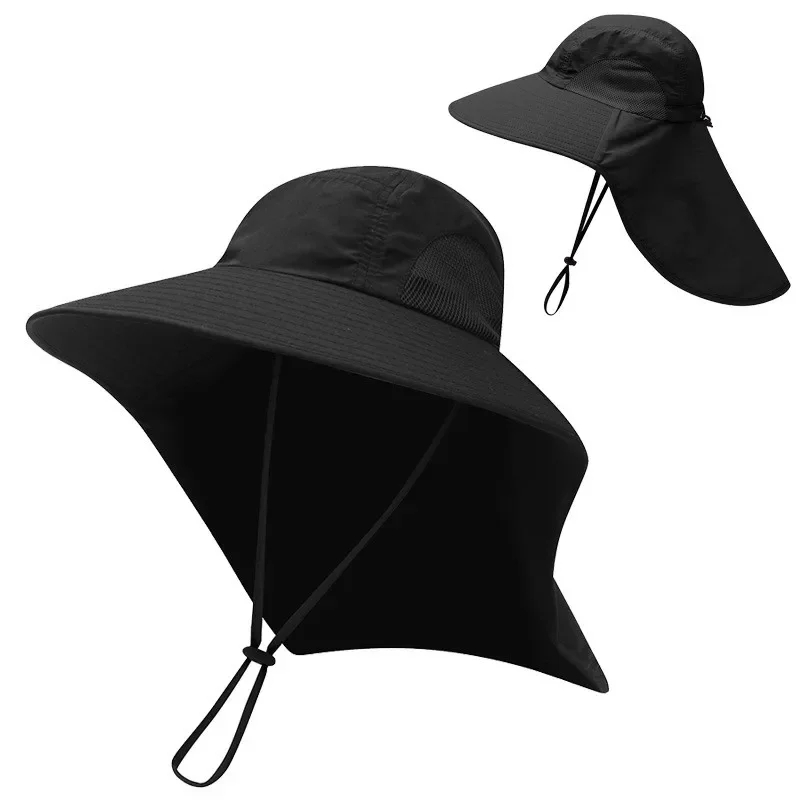 Fisherman Hat Outdoor Sports Jungle Hiking Hat Fishing Hat Wide Brim Bucket with Neck Cover Quick Dry Men Fishermen Sun Protected Cap
