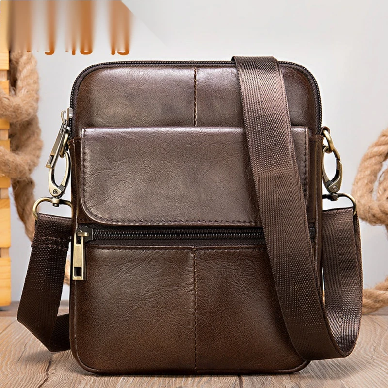 

New Men's Cow Leather Crossbody Bag Casual Shoulder Sports Man Bag