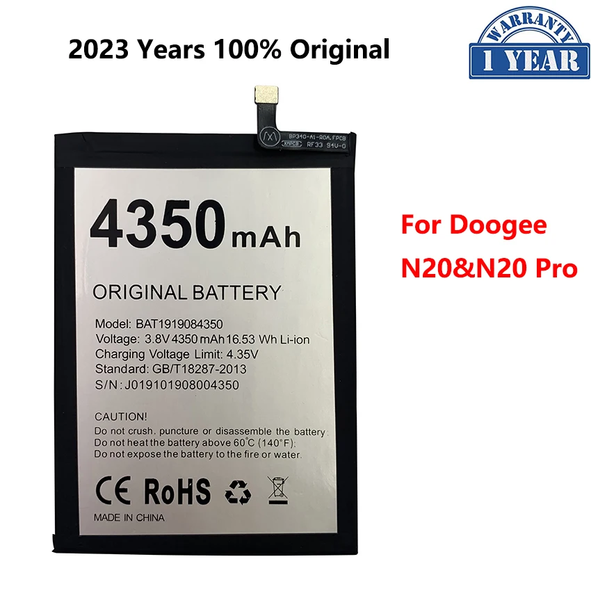 

100% Оригинальный аккумулятор для телефона 4350 мАч Для Doogee N20 N20Pro N20 Pro BAT1919084350, сменные батареи, батарея