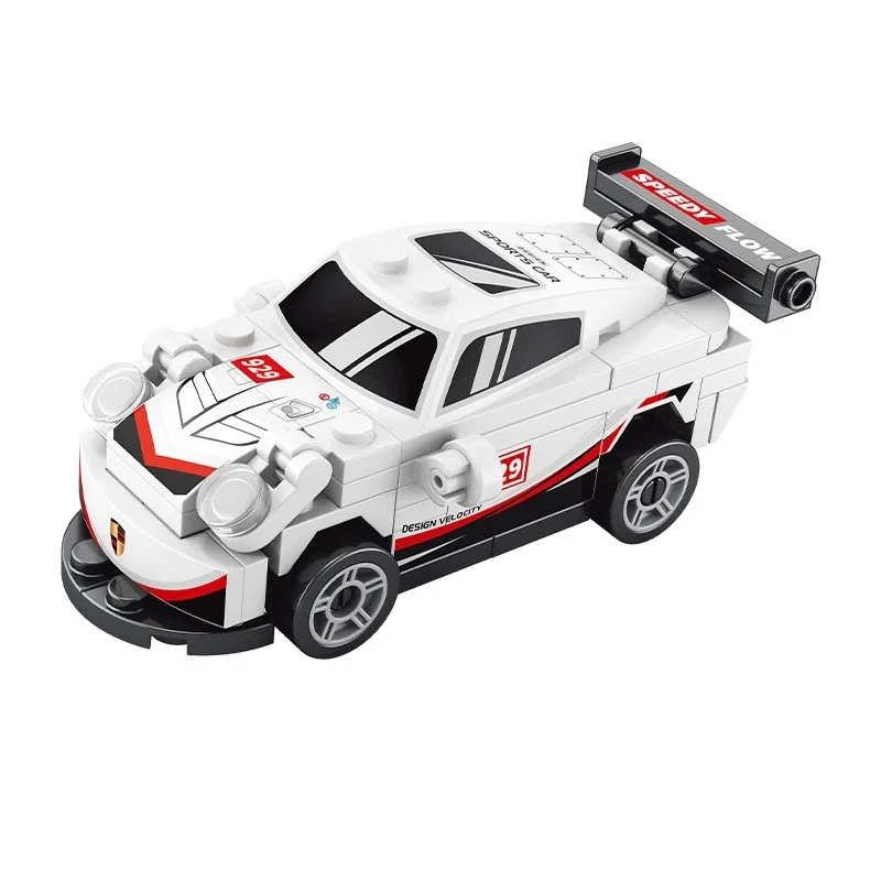 DIY Vier-Gitter-Rennwagen-Bausatz mit Rückziehfunktion, Rennauto-Spielzeug für Jungen, Filmmodell, Stadt, Kindergeschenk – Detail 12