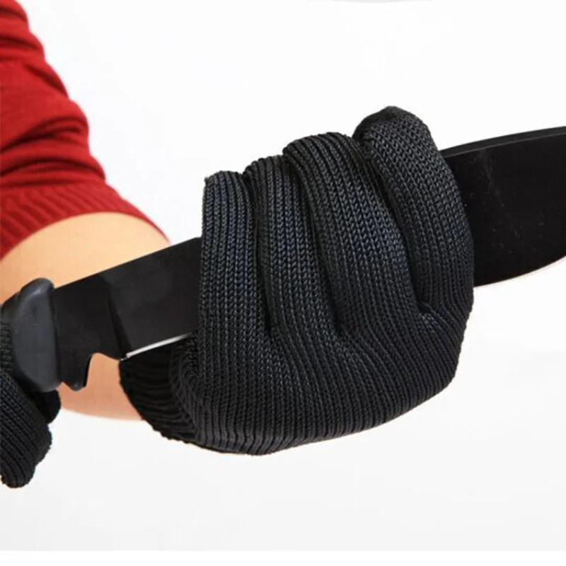 Black Level 5 Anti Cut Gloves Steel Wire Metal Mesh Safety Protection Gloves Kitchen Butcher Working Gloves Cut Fish Meat Garden