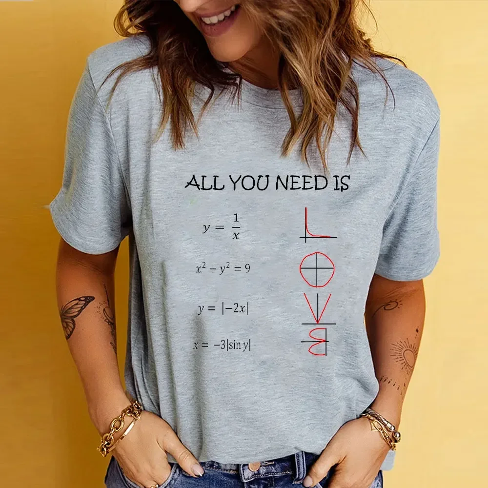 

Все, что вам нужно, это футболки с принтом Love, модная футболка, футболка, базовая одежда, летний топ, футболка с математическим графическим рисунком, женская одежда на День святого Валентина