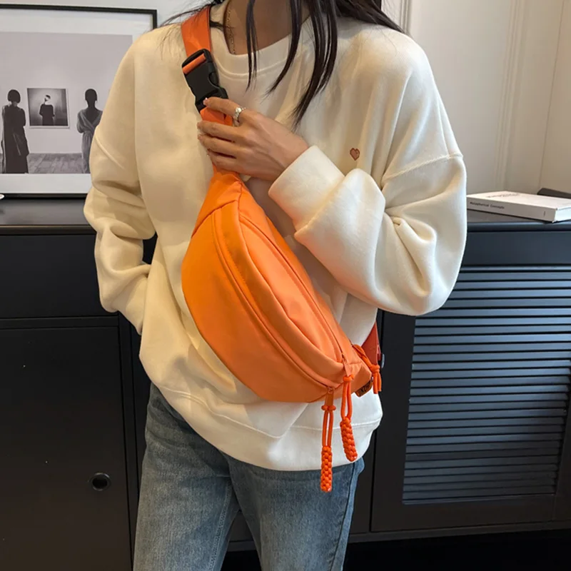 

Leisure Sports Women Waist Bag Street Style Belt Bags Hip Pack High Quality Canvas Waist Pack Unisex Hip Hop Crossbody Chest Bag