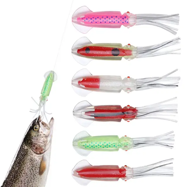 6PCS Fishing Lure Fishing Accessories Tools Bionic Squid Soft Bait Trolling  For Bass Trout Halibut Salmon Marlin Fishing Goods