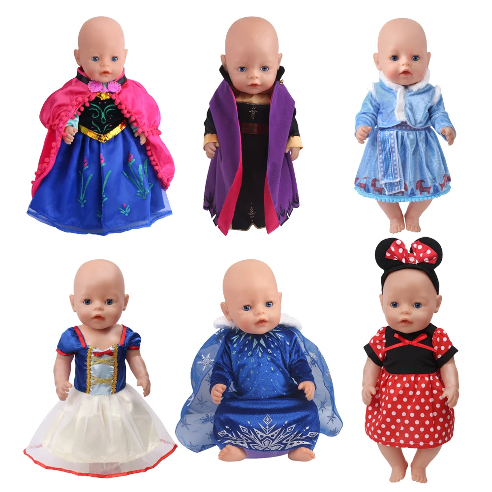 

43 cm Reborn Baby Doll Elsa Blue Dress Cosplay Anime Figure Costume American Doll Ours & Generation Kid Toys Dolls Accessories