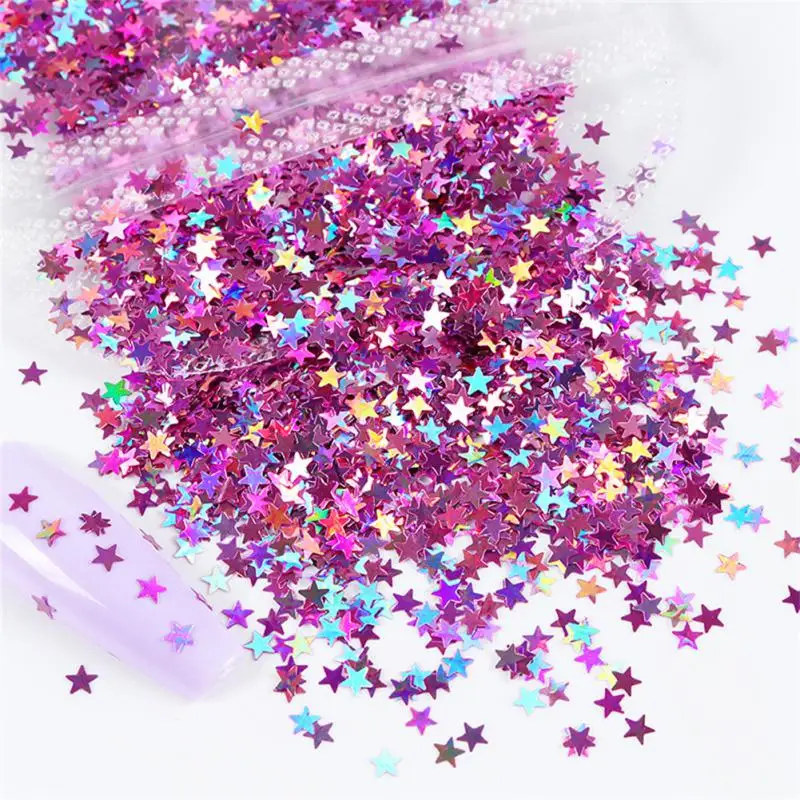 Nail Glitter Decoration Flakes Holographic Stars Nail Sequins Laser Glitter Flakes Colorful Mix Size Parts For Desgin Summer Polish Charms Nail Art Decorations