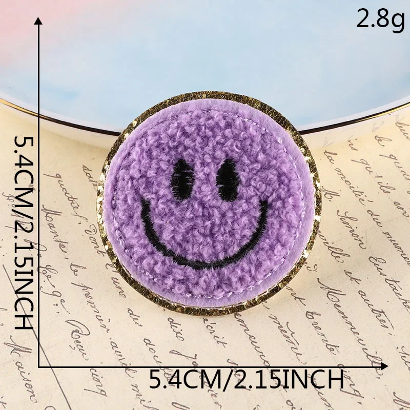 Embroidered Computer Towel Badge Clothing Accessories Gold Edged Smiley Face Patch Fabric Sticker Back Glue Repair Kit