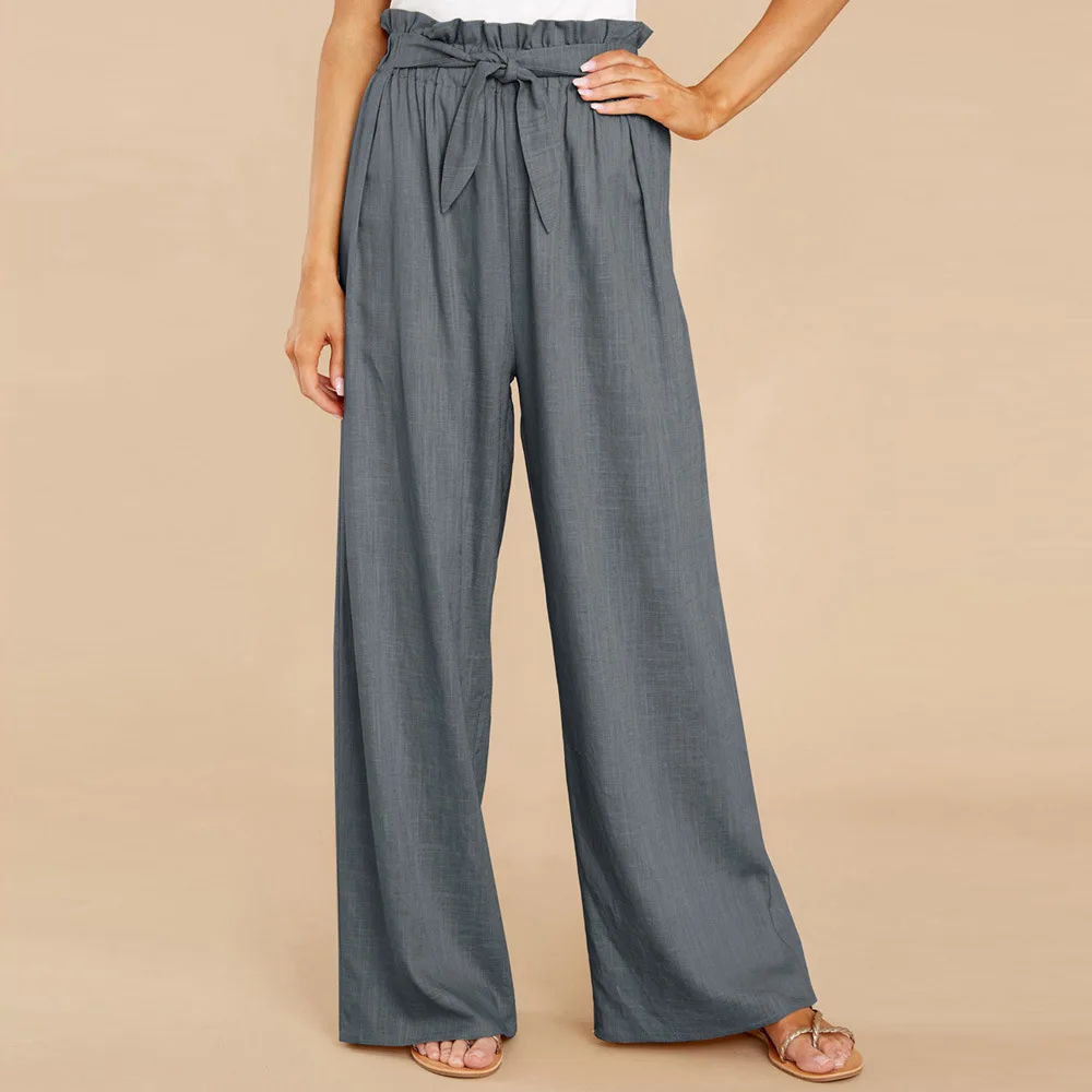 Women's New Europe and The United States Large Size Loose Cotton Hemp Casual Pants Women
