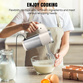 DayPlus Miscelatore manuale elettrico, miscelatori da cucina da 1500 W Turbo Boost/autocontrollo, 5 velocità + pulsante di espulsione per un facile montare di impasto, panna 1