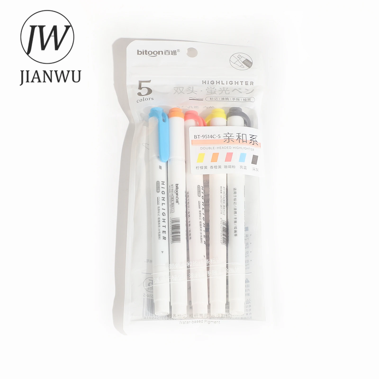 Highlighter Marker 5 Pcs/set Morandi Macaron Color Double-ended Highlighter Set