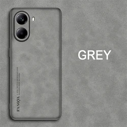Sheepskin Leather Back Cover with TPU Soft Frame - Protective Case for Poco X7 Pro 5G (Gray-03)