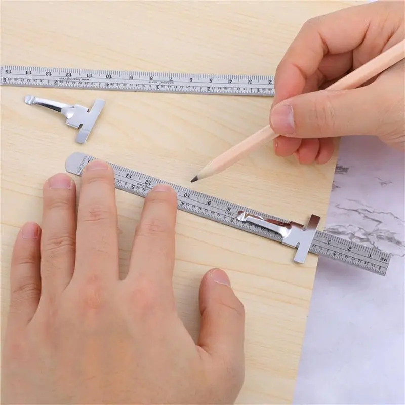 ABKJ-6 PCS 기계공용 자, 6인치 15cm 포켓 자, 탈부착 가능한 클립이 있는 유연한 정밀 스테인레스 스틸 자