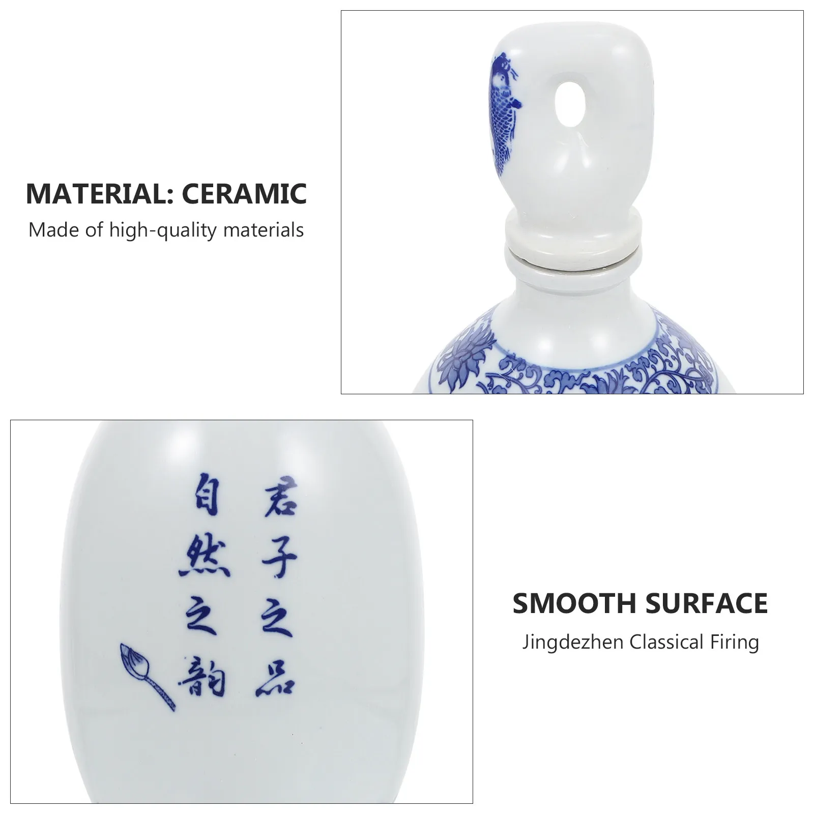 1Pcs 파란색과 흰색 세라믹 와인 병 사케 포트 홈 바 레스토랑 티 하우스를 위한 두꺼운 수제 밀봉 저장 용기