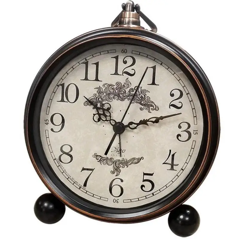 

European Vintage Alarm Clock Classic Retro Silent Metal Clock Home Decor Desk Clock Ornament Bedroom Bedside Clock Children Gift
