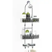 Hanging Shower Caddy No Drilling Over Head Organizer Quick Drainage Waterproof Rust-proof Shower Storage with Hooks and Baskets 2